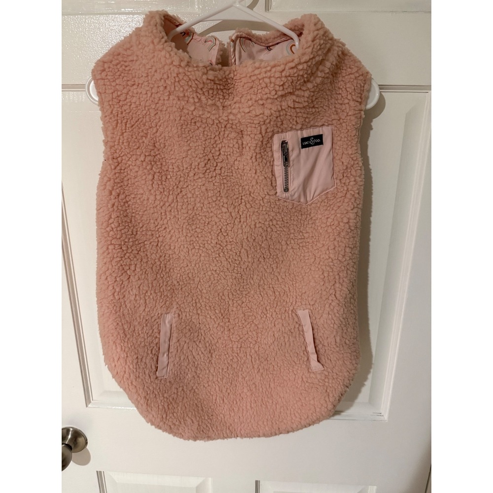 Lucy & Co Pink Rainbow Reversible Sherpa Dog Puffer Vest XXL New With Tags - Picture 2 of 5